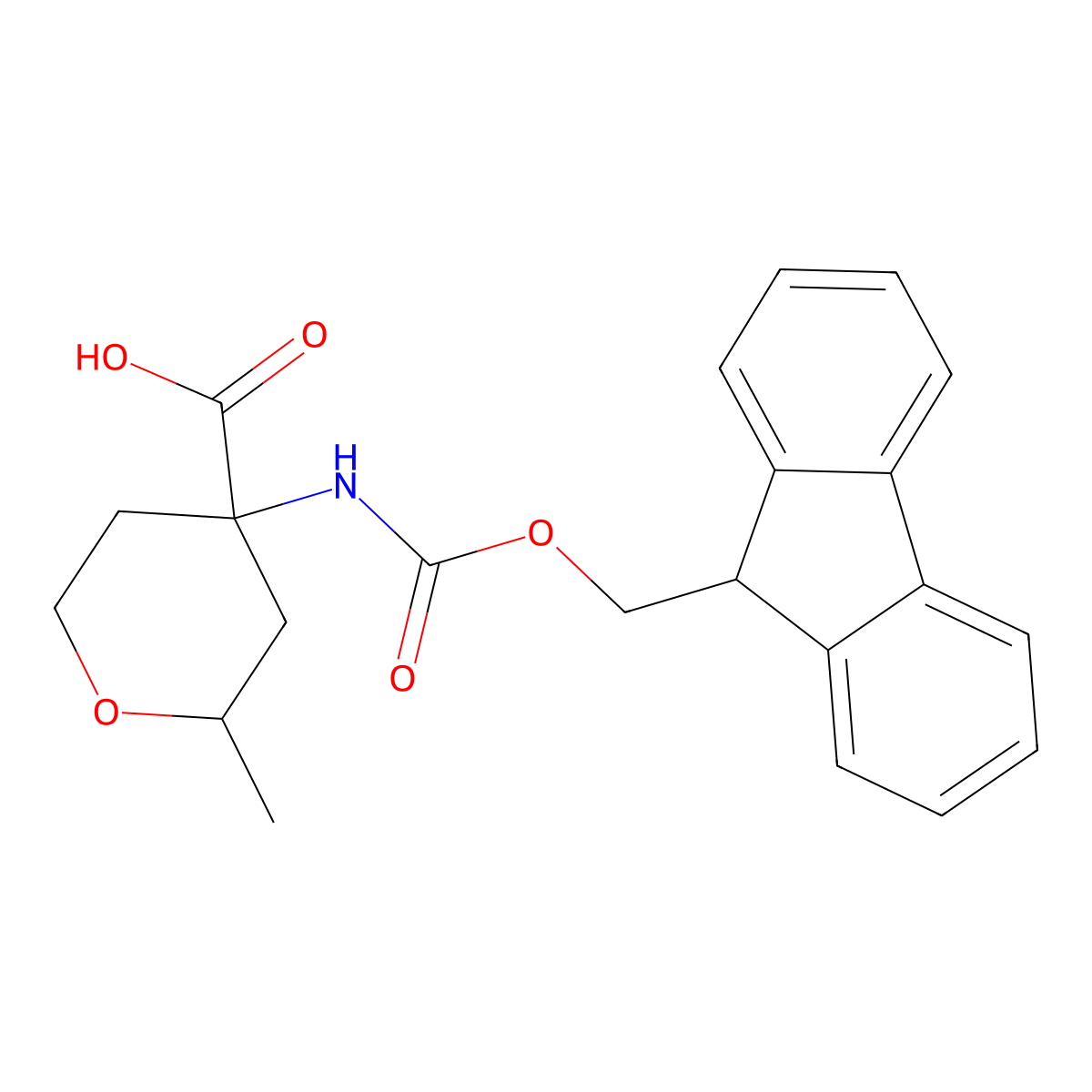 4-({[(9H-fluoren-9-yl)methoxy]carbonyl}amino)-2-methyloxane-4-carboxylic acid molecular structure, CAS 1089339-90-1