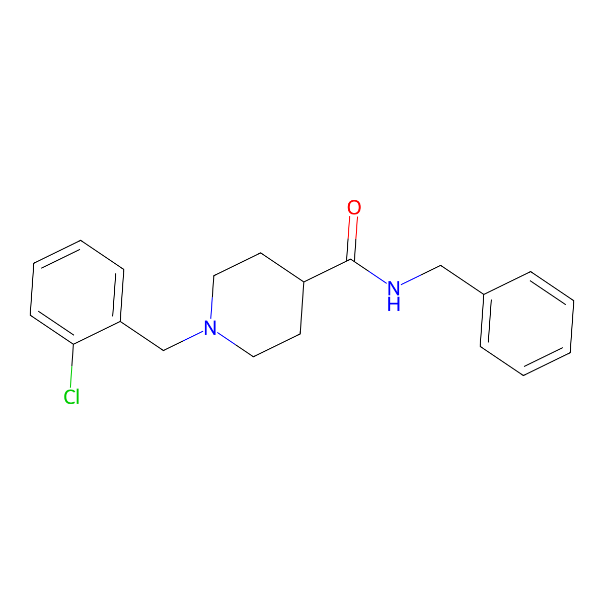 N-benzyl-1-(2-chlorobenzyl)piperidine-4-carboxamide molecular structure, CAS 1089340-08-8