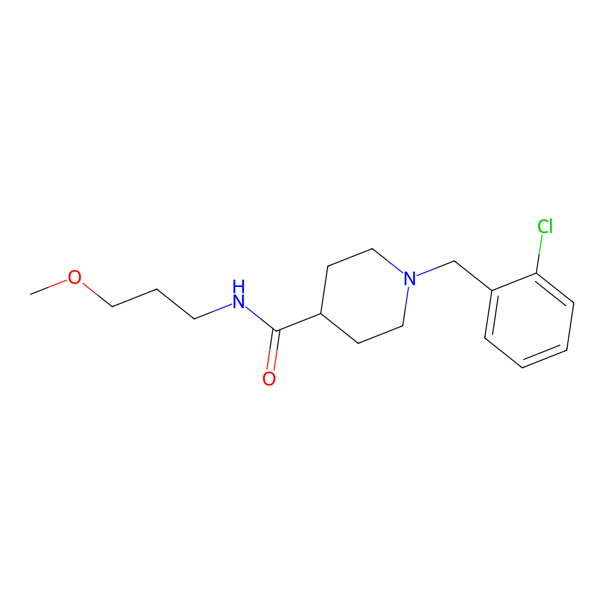 1-(2-chlorobenzyl)-N-(3-methoxypropyl)piperidine-4-carboxamide molecular structure, CAS 1089340-26-0