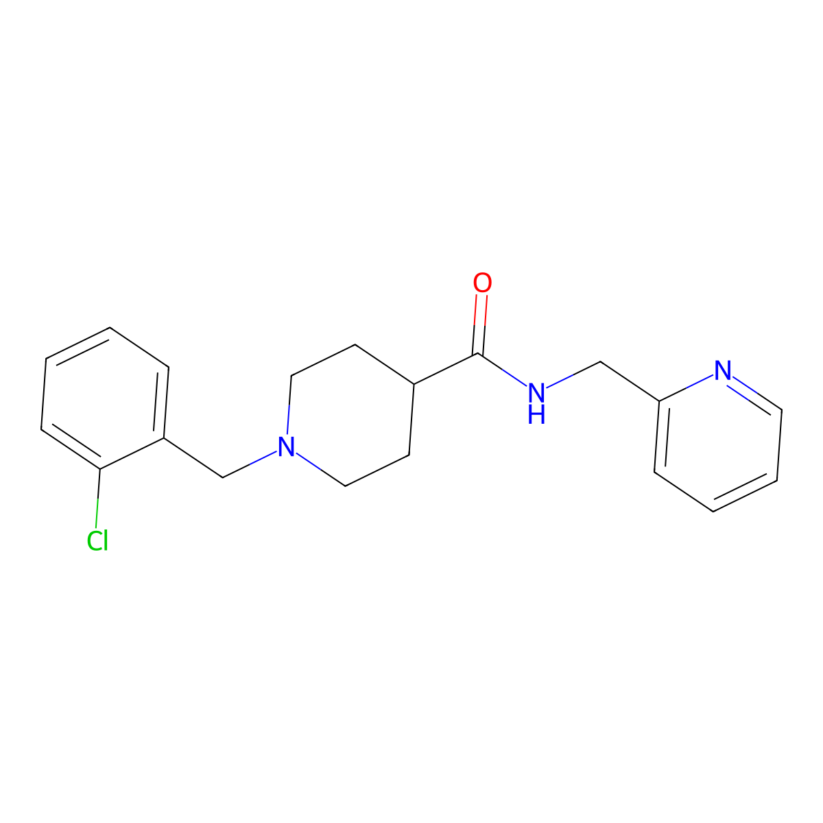 1-(2-chlorobenzyl)-N-(pyridin-2-ylmethyl)piperidine-4-carboxamide molecular structure, CAS 1089340-29-3