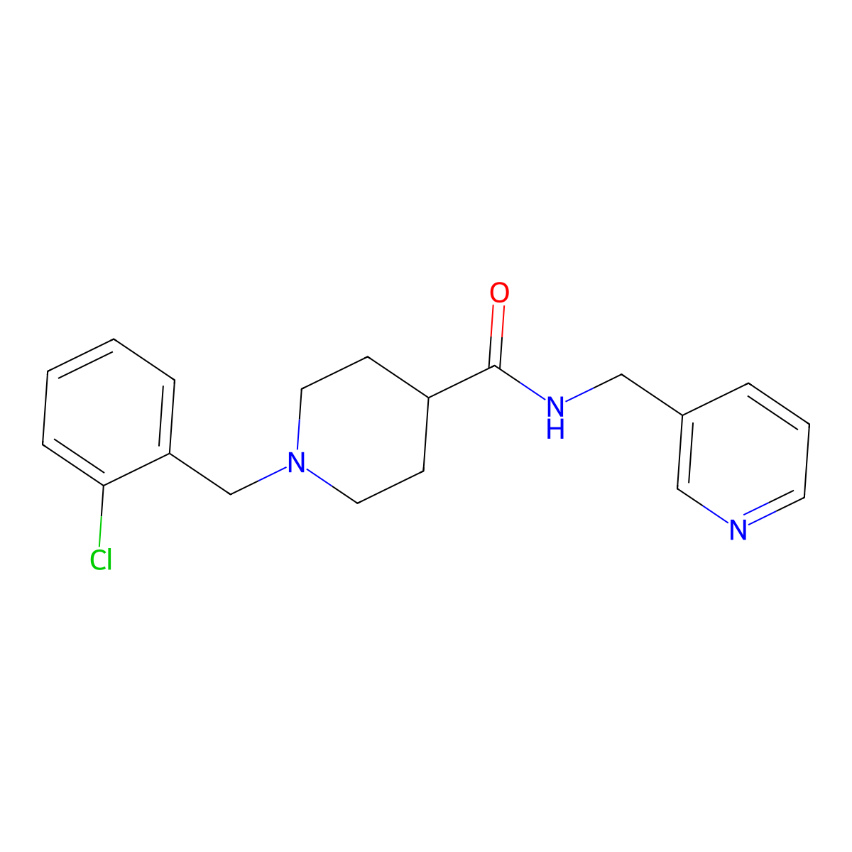 1-(2-chlorobenzyl)-N-(pyridin-3-ylmethyl)piperidine-4-carboxamide molecular structure, CAS 1089340-32-8