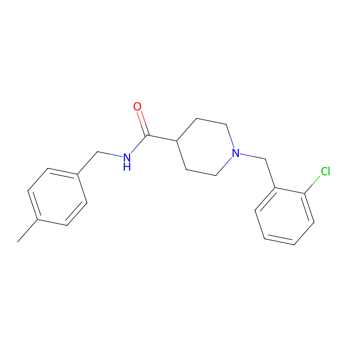 1-(2-chlorobenzyl)-N-(4-methylbenzyl)piperidine-4-carboxamide molecular structure, CAS 1089340-56-6