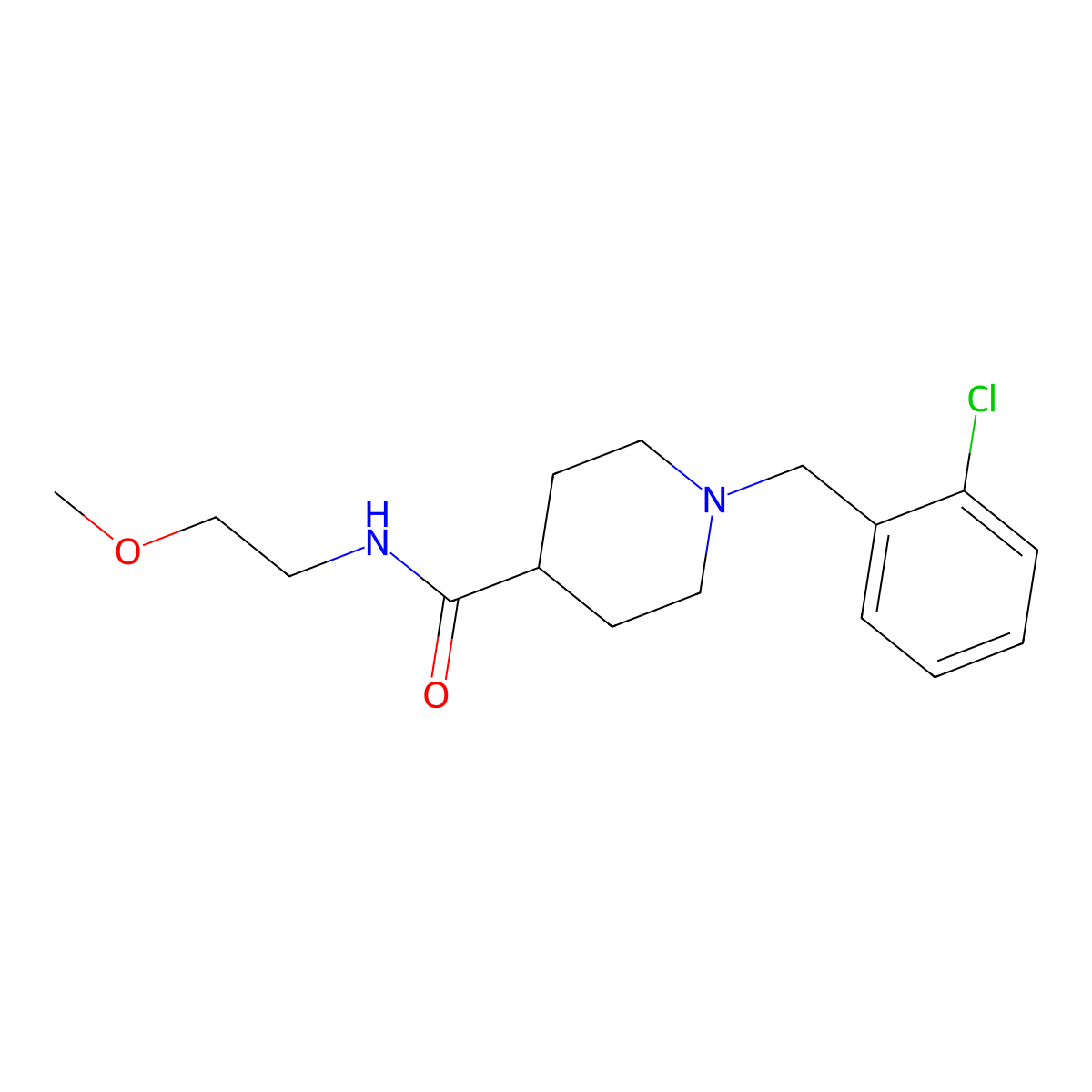 1-(2-chlorobenzyl)-N-(2-methoxyethyl)piperidine-4-carboxamide molecular structure, CAS 1089340-60-2