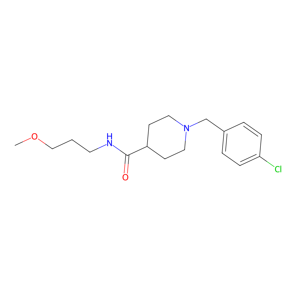 1-(4-chlorobenzyl)-N-(3-methoxypropyl)piperidine-4-carboxamide molecular structure, CAS 1089341-03-6