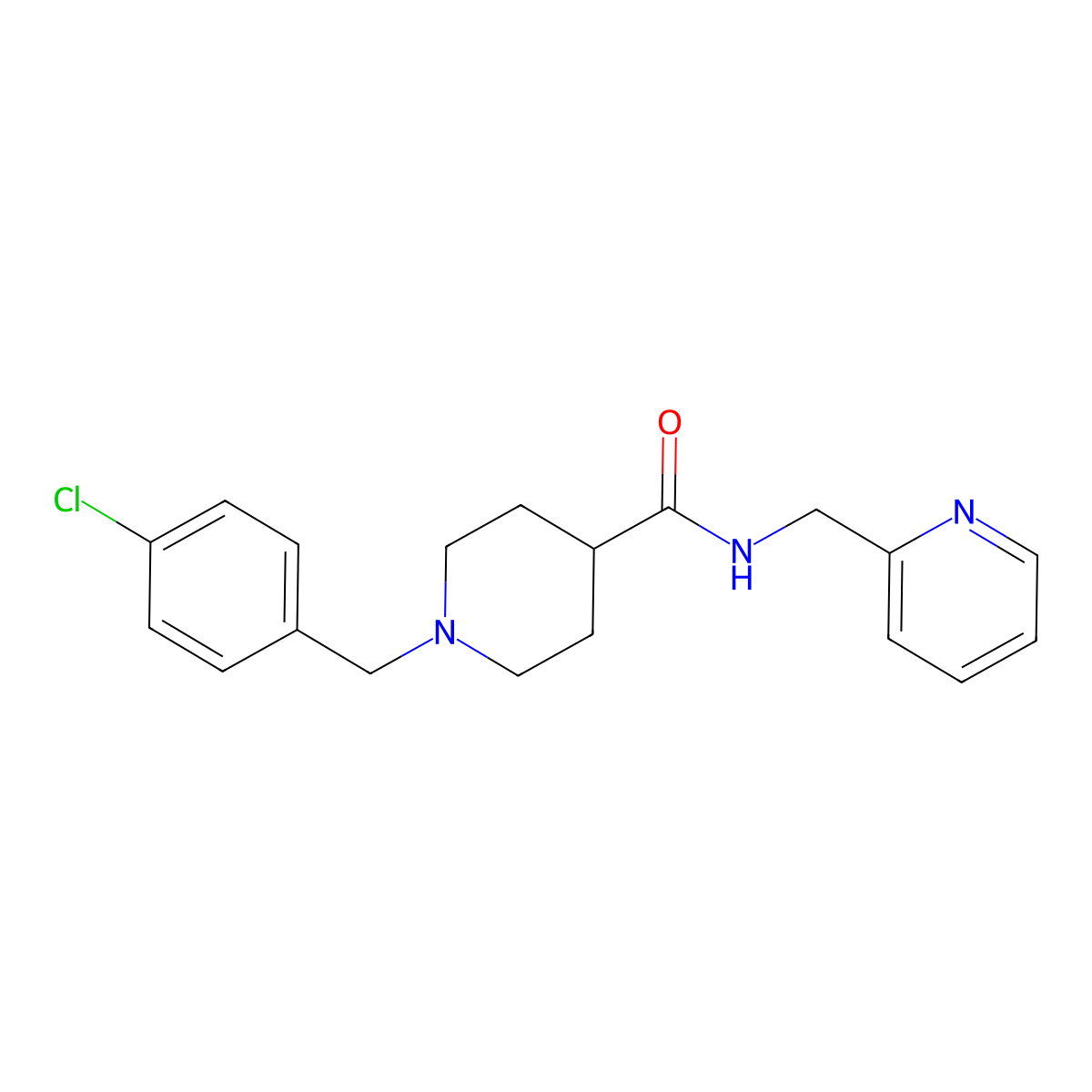1-(4-chlorobenzyl)-N-(pyridin-2-ylmethyl)piperidine-4-carboxamide molecular structure, CAS 1089341-07-0