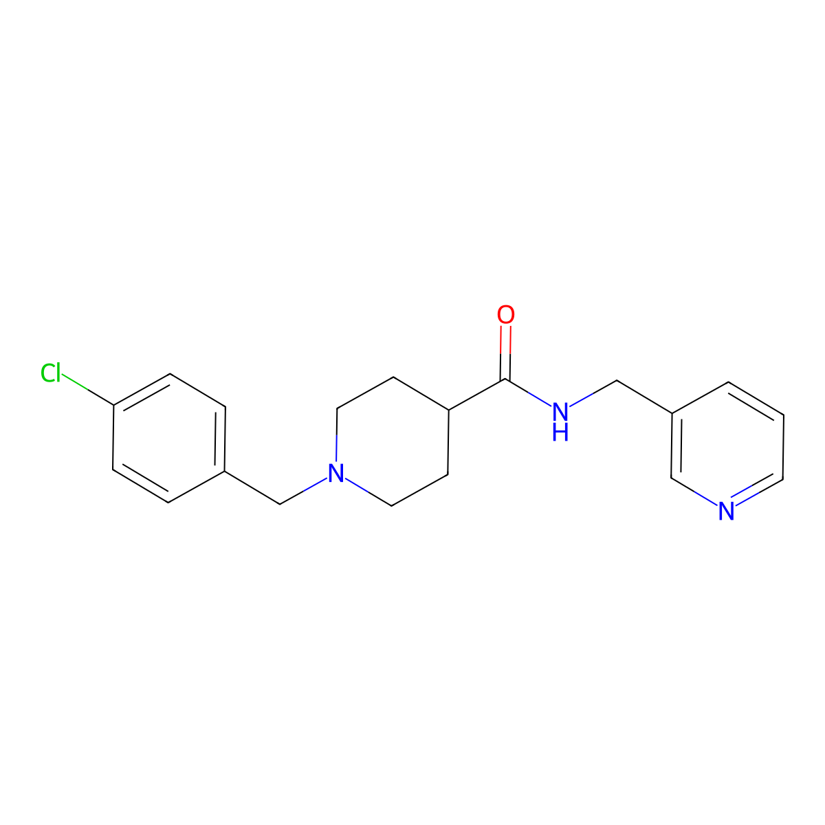 1-(4-chlorobenzyl)-N-(pyridin-3-ylmethyl)piperidine-4-carboxamide molecular structure, CAS 1089341-11-6