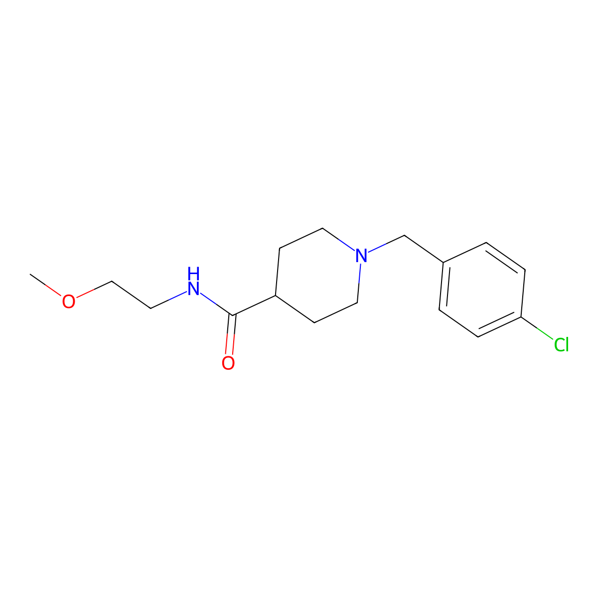 1-(4-chlorobenzyl)-N-(2-methoxyethyl)piperidine-4-carboxamide molecular structure, CAS 1089341-15-0