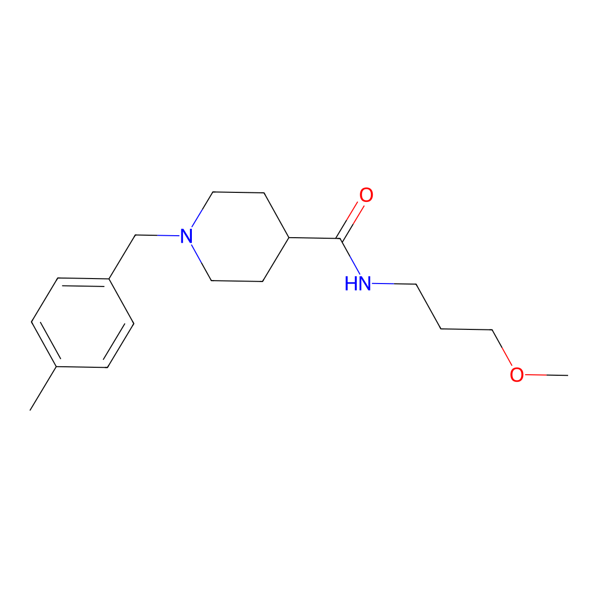 N-(3-methoxypropyl)-1-(4-methylbenzyl)piperidine-4-carboxamide molecular structure, CAS 1089341-75-2