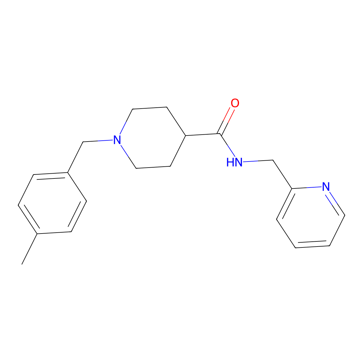 1-(4-methylbenzyl)-N-(pyridin-2-ylmethyl)piperidine-4-carboxamide molecular structure, CAS 1089341-79-6