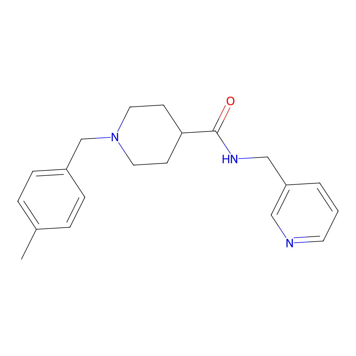 1-(4-methylbenzyl)-N-(pyridin-3-ylmethyl)piperidine-4-carboxamide molecular structure, CAS 1089341-83-2