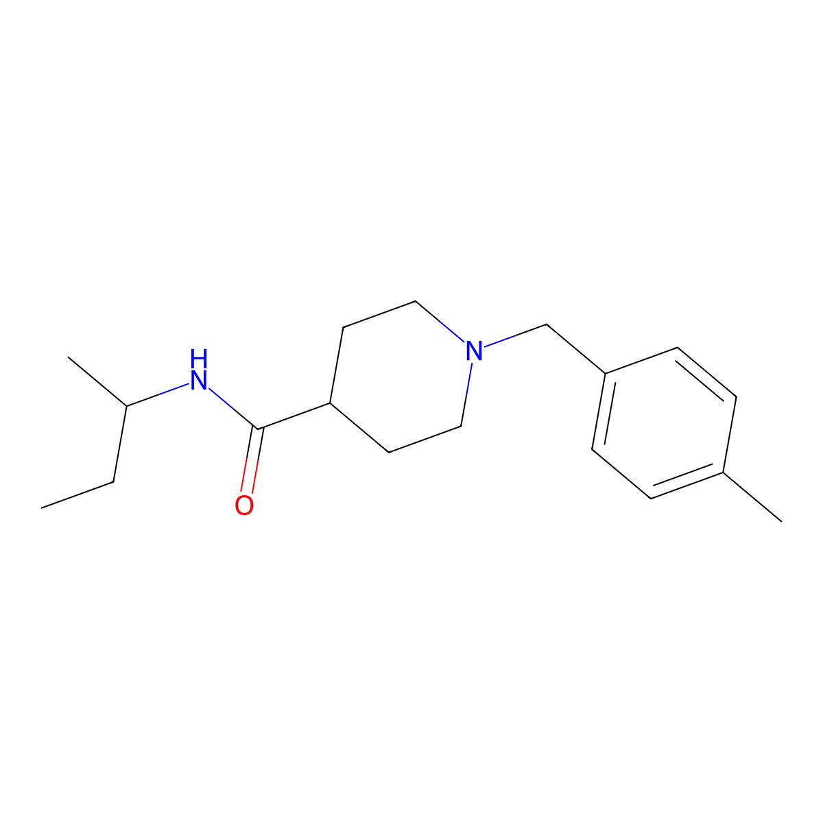 N-(butan-2-yl)-1-(4-methylbenzyl)piperidine-4-carboxamide molecular structure, CAS 1089342-53-9