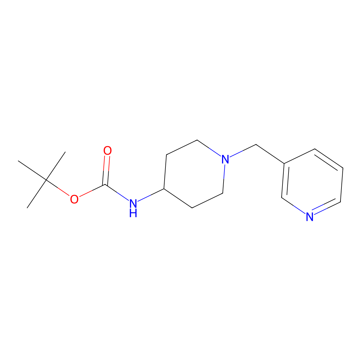 Tert-butyl (1-(pyridin-3-ylmethyl)piperidin-4-yl)carbamate molecular structure, CAS 1089342-65-3