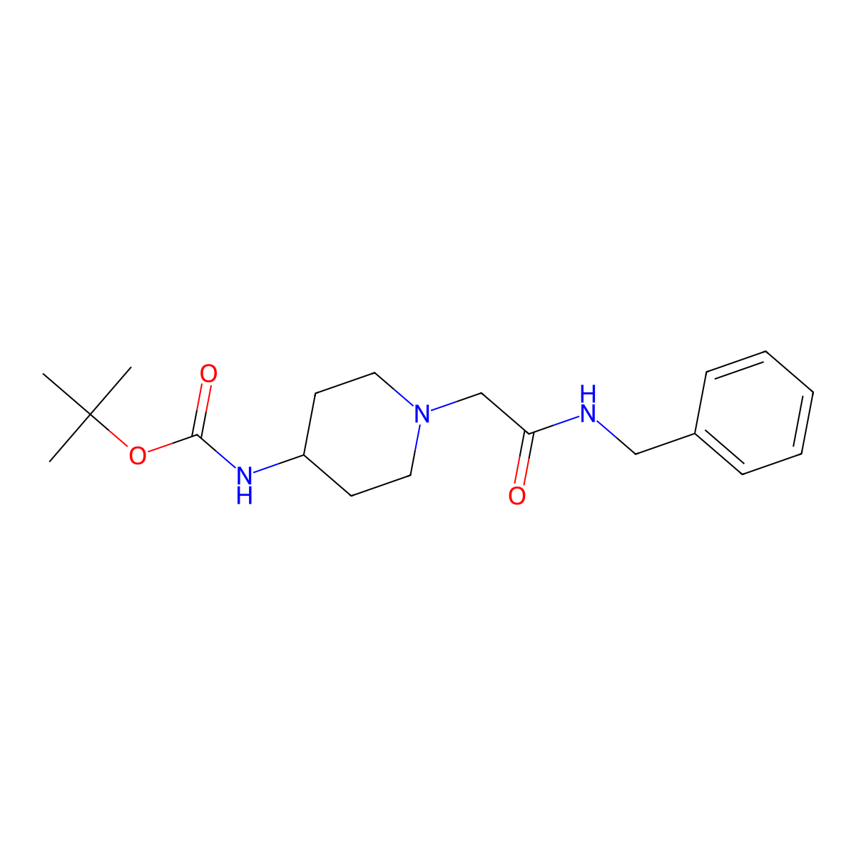Tert-butyl (1-(2-(benzylamino)-2-oxoethyl)piperidin-4-yl)carbamate molecular structure, CAS 1089342-69-7