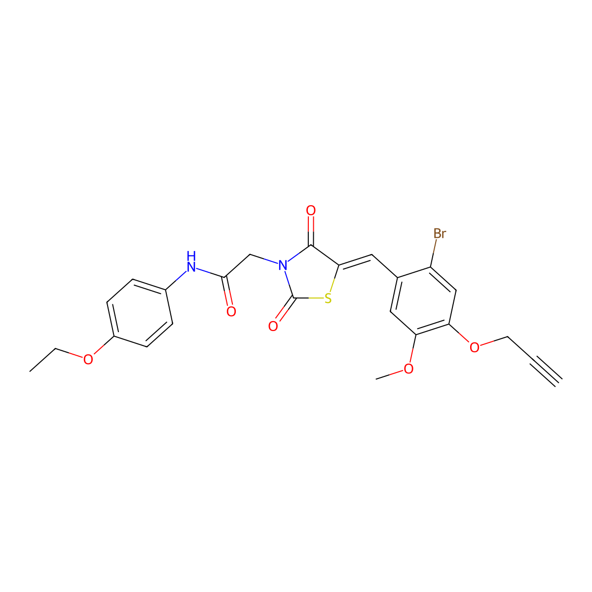 5-[[2-Bromo-5-methoxy-4-(2-propyn-1-yloxy)phenyl]methylene]-N-(4-ethoxyphenyl)-2,4-dioxo-3-thiazolidineacetamide molecular structure, CAS 1089342-75-5