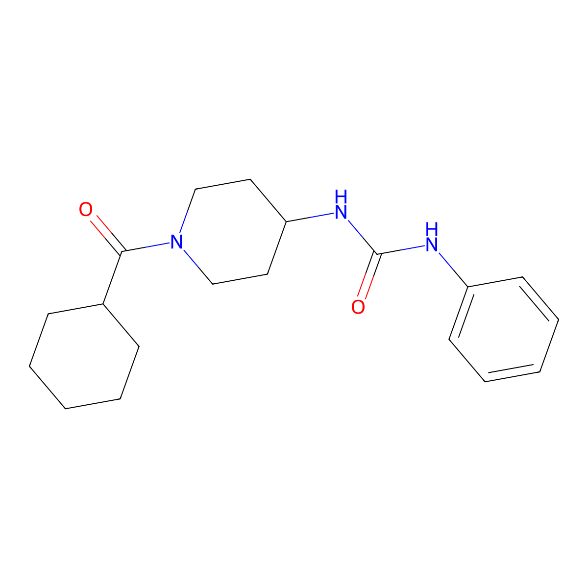 1-[1-(Cyclohexylcarbonyl)piperidin-4-yl]-3-phenylurea molecular structure, CAS 1089342-85-7