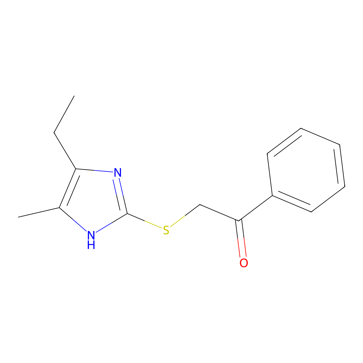2-[(5-ethyl-4-methyl-1H-imidazol-2-yl)sulfanyl]-1-phenylethanone molecular structure, CAS 1089342-87-9