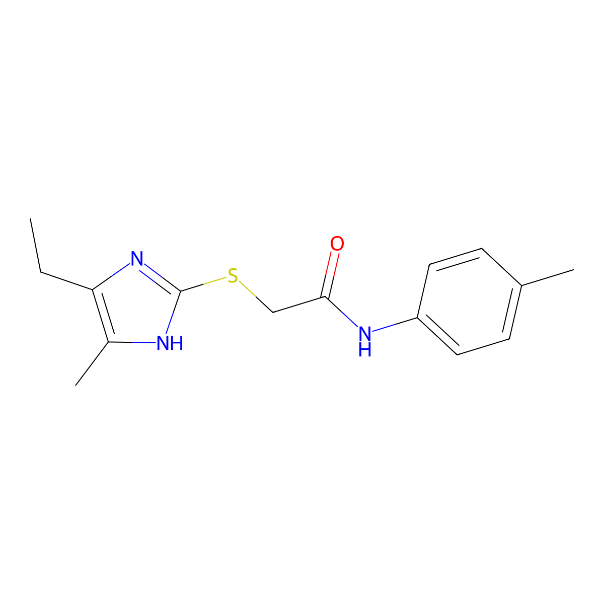 2-[(5-ethyl-4-methyl-1H-imidazol-2-yl)sulfanyl]-N-(4-methylphenyl)acetamide molecular structure, CAS 1089343-03-2