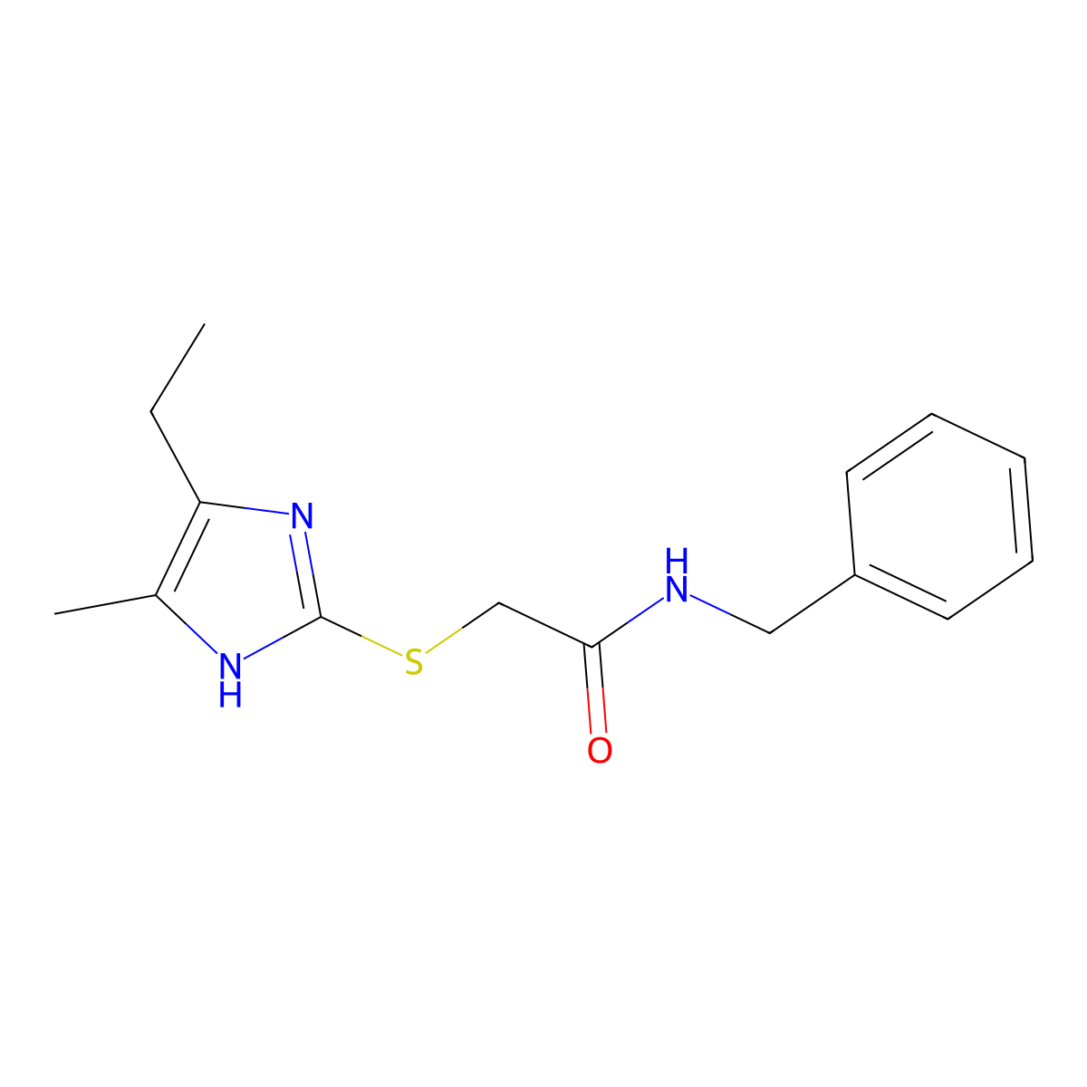 N-benzyl-2-[(5-ethyl-4-methyl-1H-imidazol-2-yl)sulfanyl]acetamide molecular structure, CAS 1089343-10-1