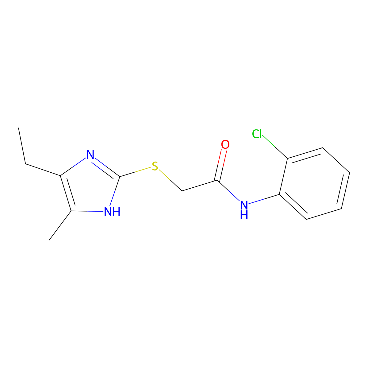 N-(2-chlorophenyl)-2-[(5-ethyl-4-methyl-1H-imidazol-2-yl)sulfanyl]acetamide molecular structure, CAS 1089343-13-4