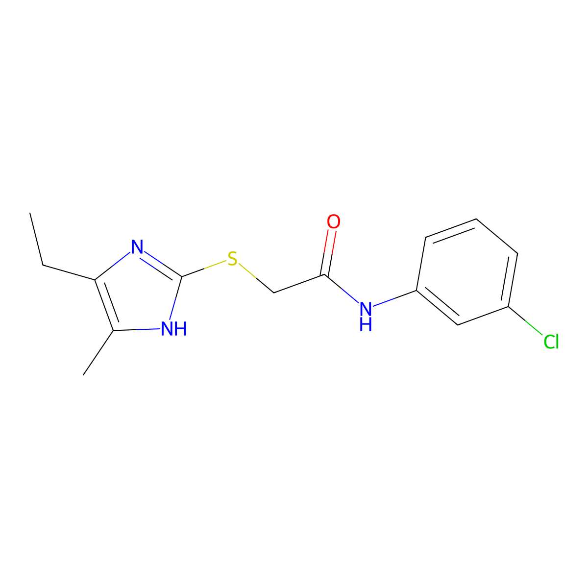 N-(3-chlorophenyl)-2-[(5-ethyl-4-methyl-1H-imidazol-2-yl)sulfanyl]acetamide molecular structure, CAS 1089343-15-6