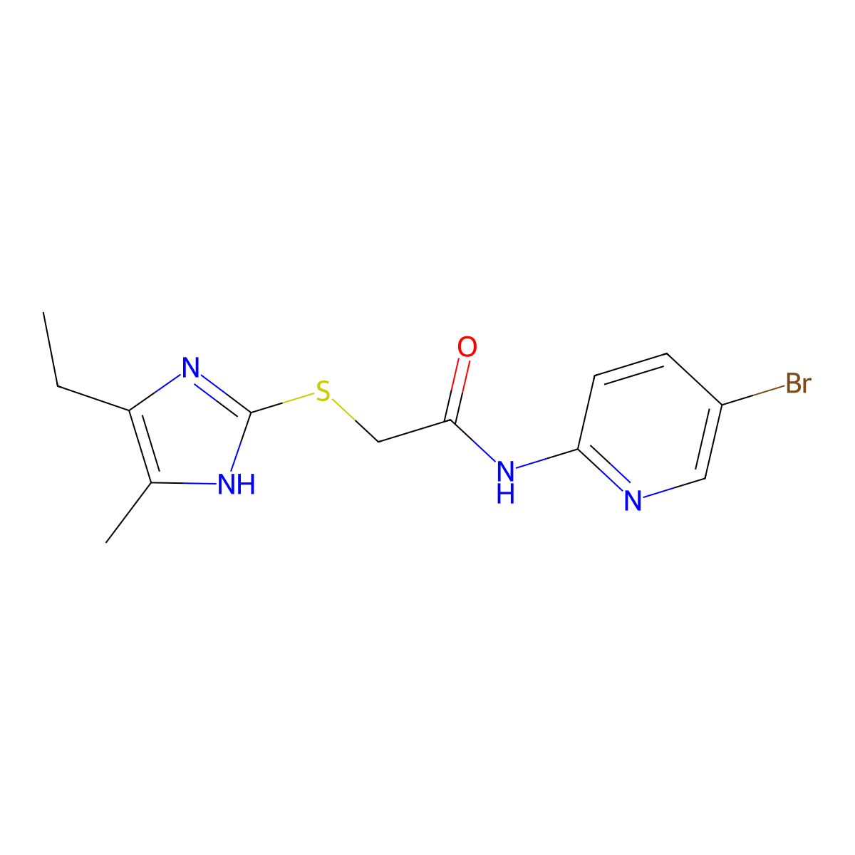 N-(5-bromopyridin-2-yl)-2-[(4-ethyl-5-methyl-1H-imidazol-2-yl)sulfanyl]acetamide molecular structure, CAS 1089343-21-4