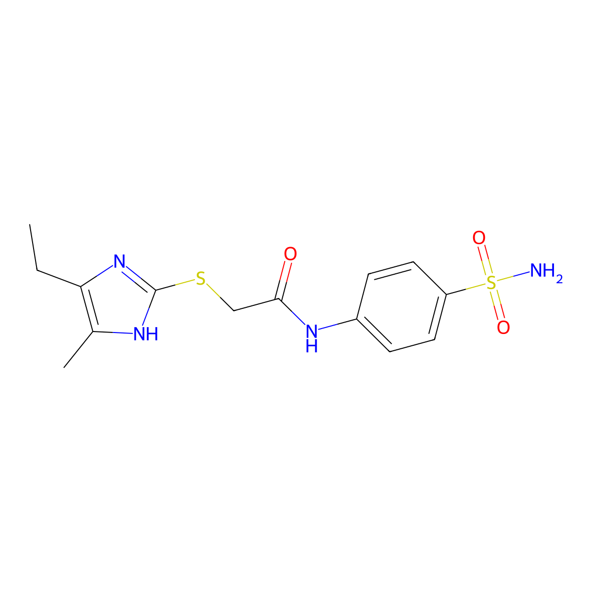 2-[(5-ethyl-4-methyl-1H-imidazol-2-yl)sulfanyl]-N-(4-sulfamoylphenyl)acetamide molecular structure, CAS 1089343-27-0