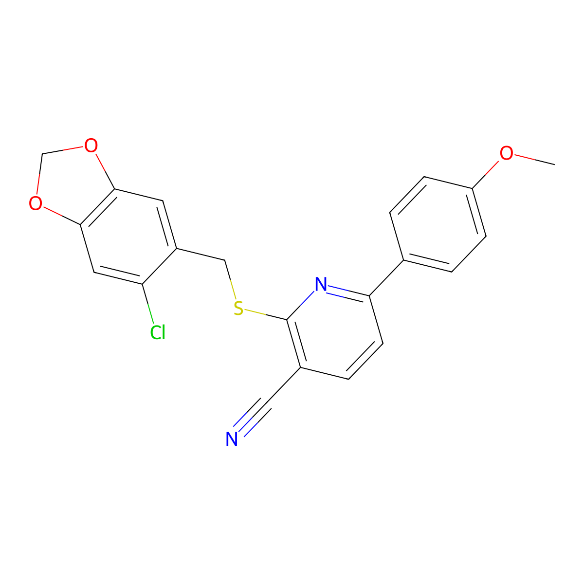 2-{[(6-Chloro-2H-1,3-benzodioxol-5-YL)methyl]sulfanyl}-6-(4-methoxyphenyl)pyridine-3-carbonitrile molecular structure, CAS 1089343-60-1