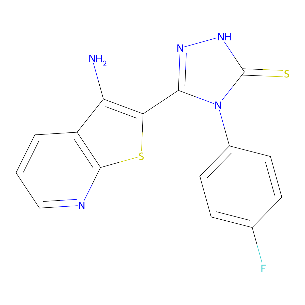 5-(3-aminothieno[2,3-b]pyridin-2-yl)-4-(4-fluorophenyl)-4H-1,2,4-triazole-3-thiol molecular structure, CAS 1089343-67-8