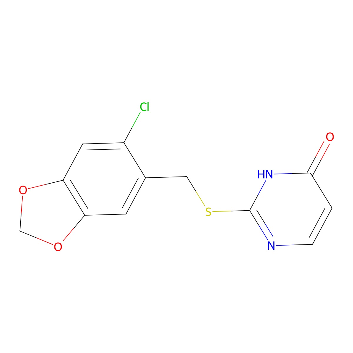 2-{[(6-Chloro-2H-1,3-benzodioxol-5-YL)methyl]sulfanyl}pyrimidin-4-OL molecular structure, CAS 1089343-78-1