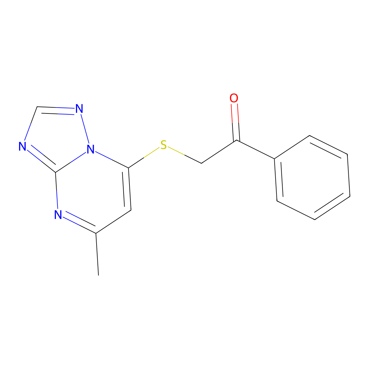 2-[(5-Methyl[1,2,4]triazolo[1,5-a]pyrimidin-7-yl)sulfanyl]-1-phenylethanone molecular structure, CAS 1089343-80-5