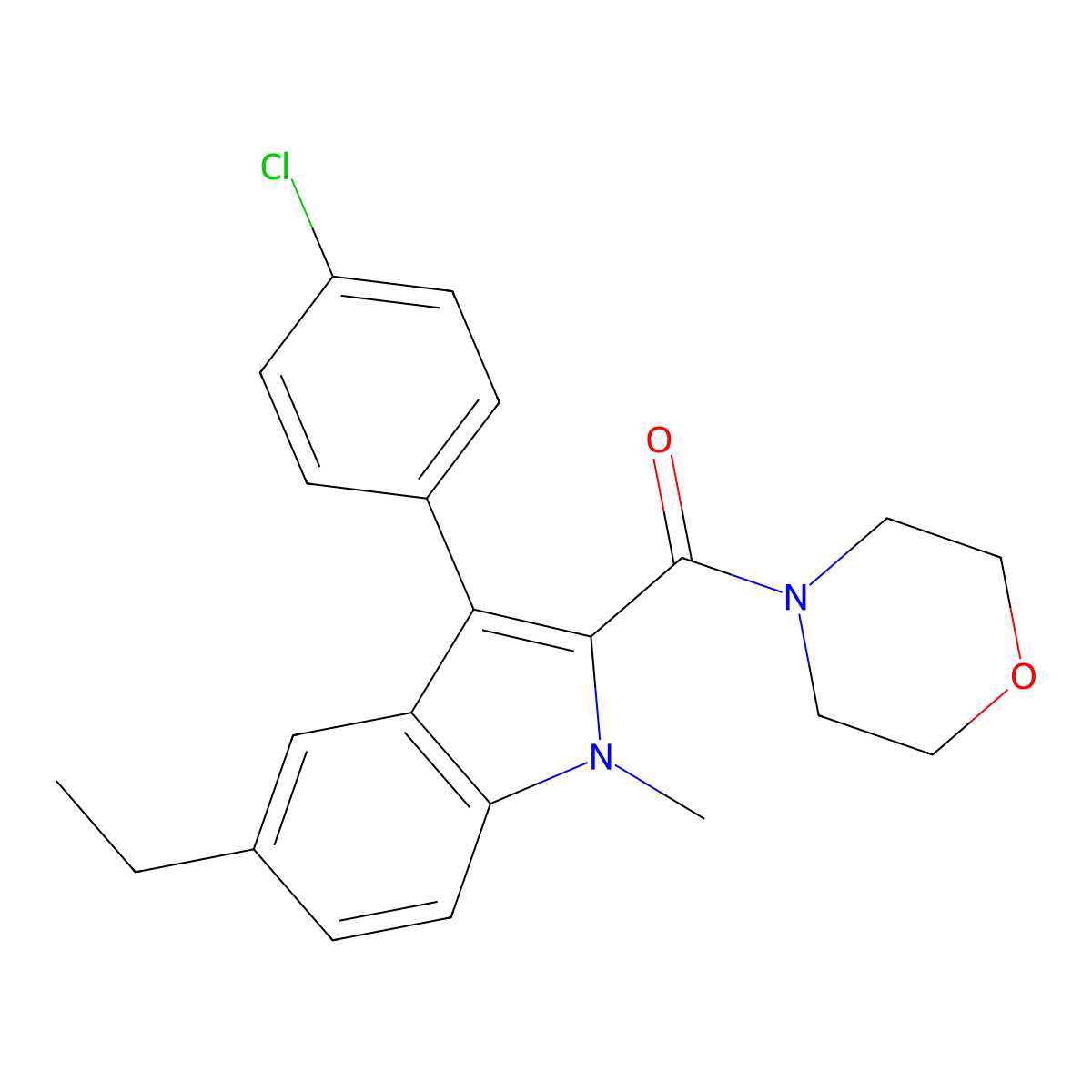 [3-(4-chlorophenyl)-5-ethyl-1-methyl-1H-indol-2-yl](morpholin-4-yl)methanone molecular structure, CAS 1089343-88-3