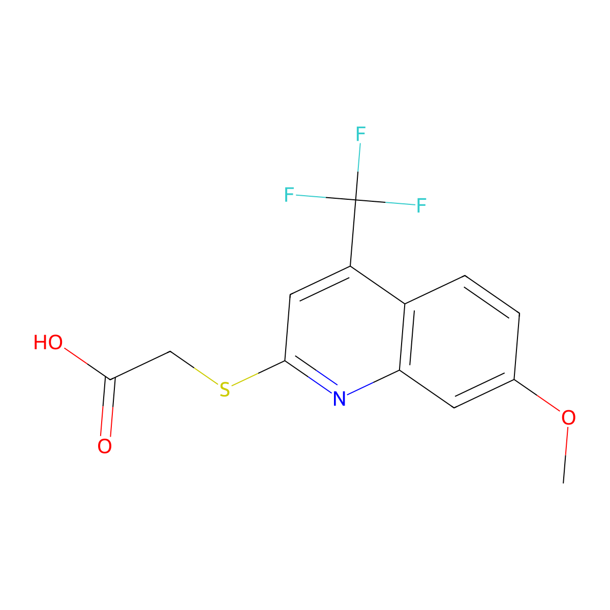 {[7-Methoxy-4-(trifluoromethyl)quinolin-2-yl]sulfanyl}acetic acid molecular structure, CAS 1089344-01-3