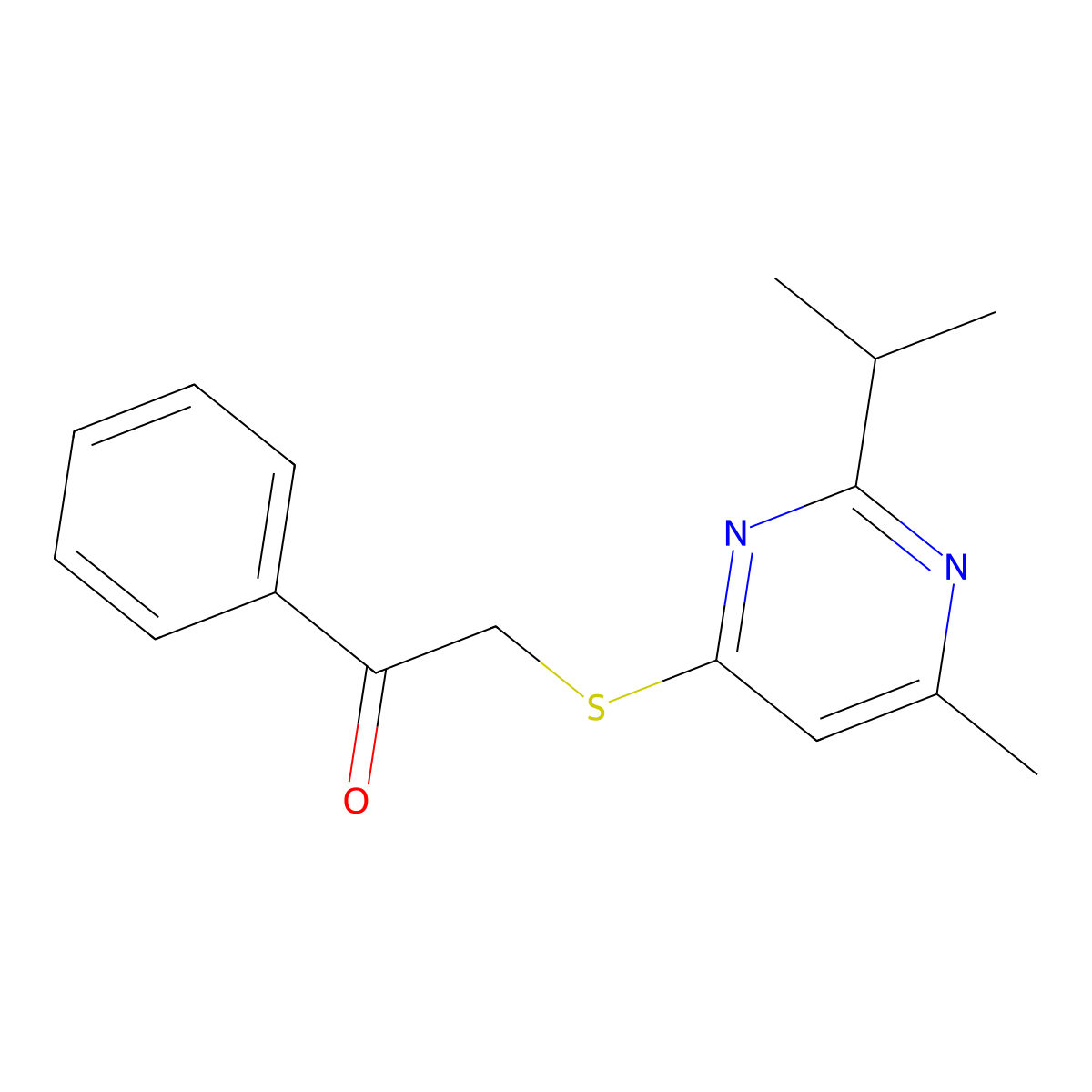 2-{[6-Methyl-2-(propan-2-yl)pyrimidin-4-yl]sulfanyl}-1-phenylethan-1-one molecular structure, CAS 1089344-12-6