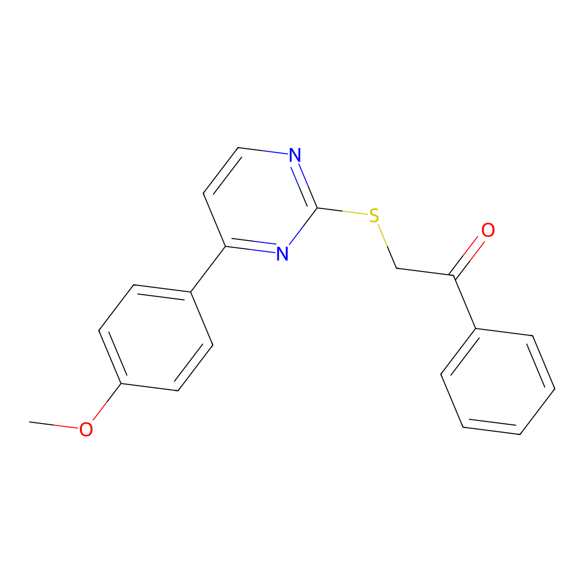 2-{[4-(4-Methoxyphenyl)pyrimidin-2-yl]sulfanyl}-1-phenylethan-1-one molecular structure, CAS 1089344-14-8