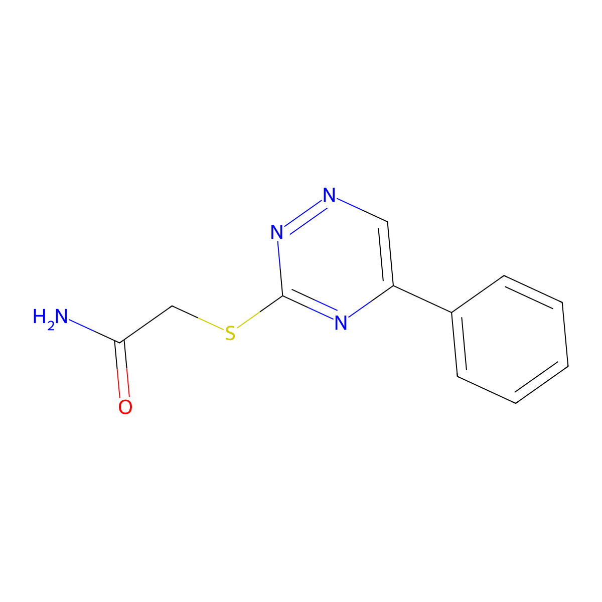 2-((5-Phenyl-1,2,4-triazin-3-yl)thio)acetamide molecular structure, CAS 1089344-20-6