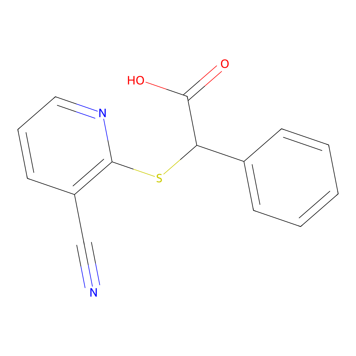 [(3-Cyanopyridin-2-yl)sulfanyl](phenyl)acetic acid molecular structure, CAS 1089344-22-8