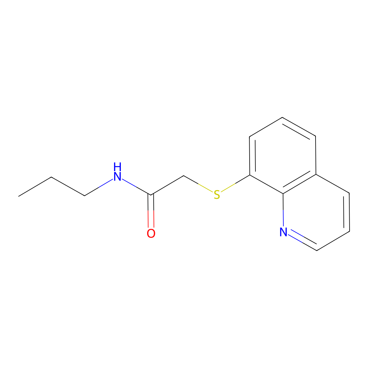 N-propyl-2-(quinolin-8-ylsulfanyl)acetamide molecular structure, CAS 1089344-24-0