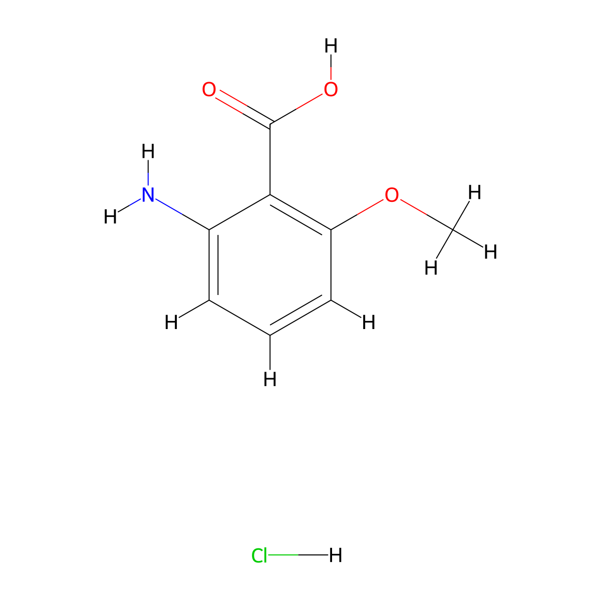 2-Amino-6-methoxybenzoic acid hydrochloride molecular structure, CAS 108937-85-5