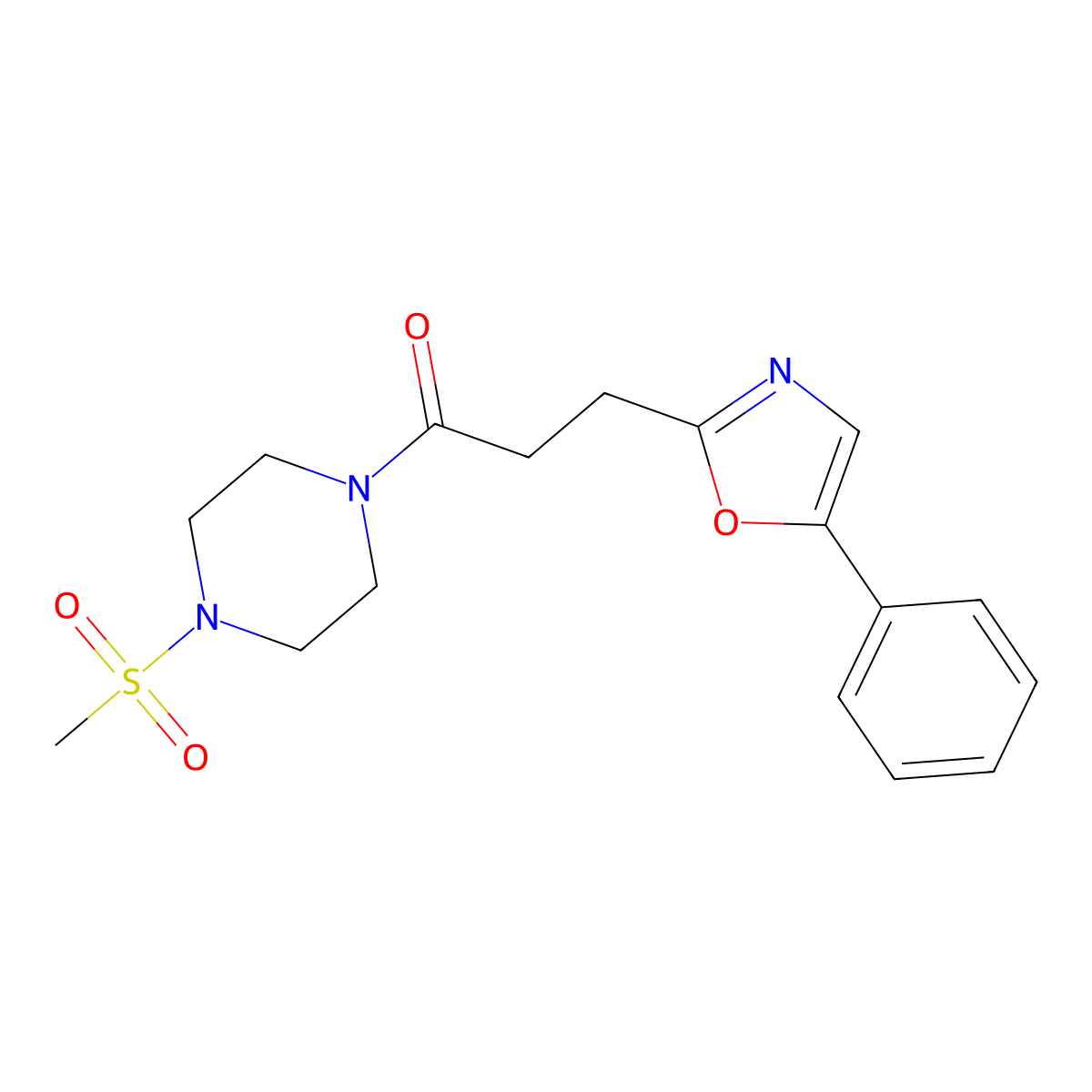 1-[4-(Methylsulfonyl)piperazin-1-yl]-3-(5-phenyl-1,3-oxazol-2-yl)propan-1-one molecular structure, CAS 1089392-34-6