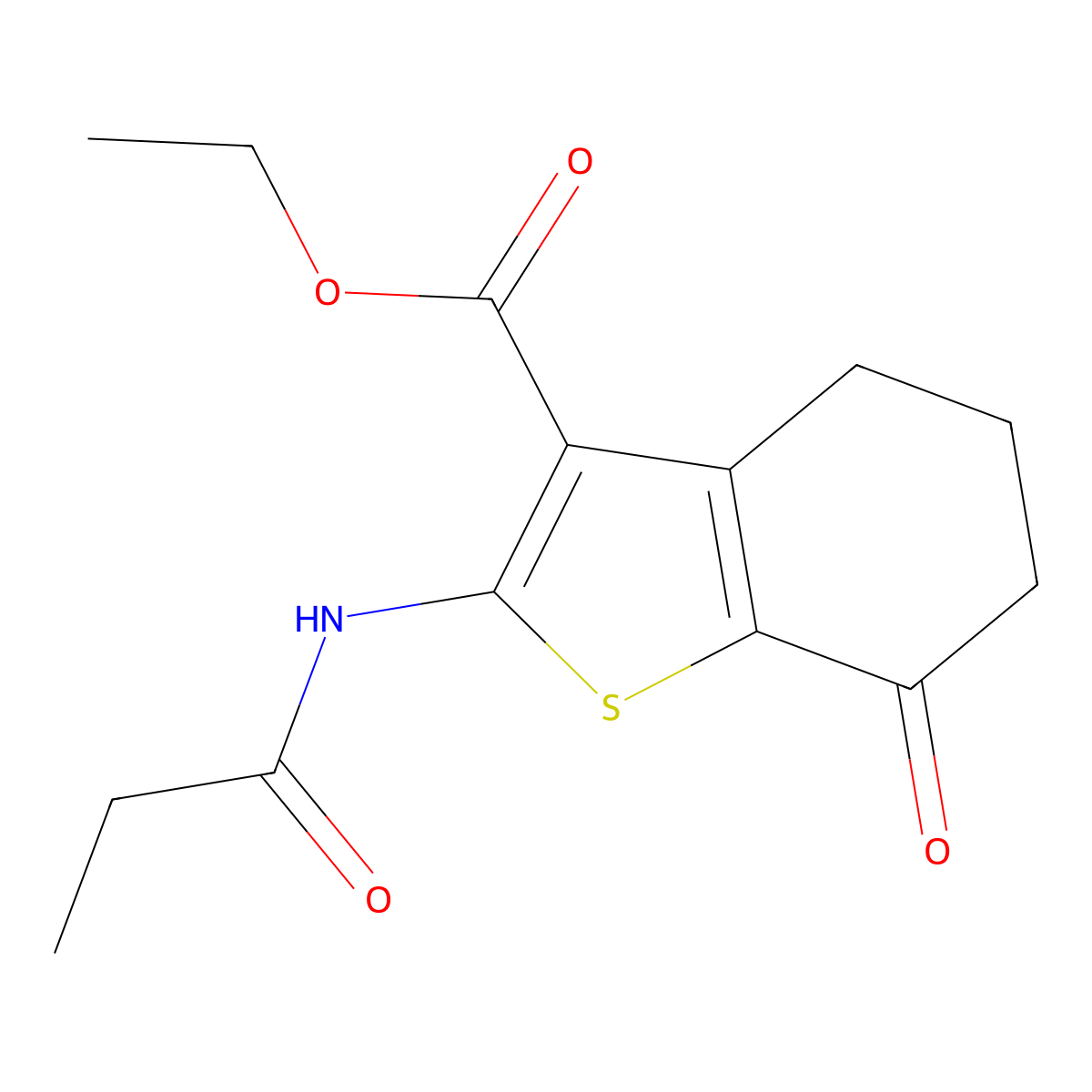 Ethyl 7-oxo-2-(propanoylamino)-4,5,6,7-tetrahydro-1-benzothiophene-3-carboxylate molecular structure, CAS 108940-06-3