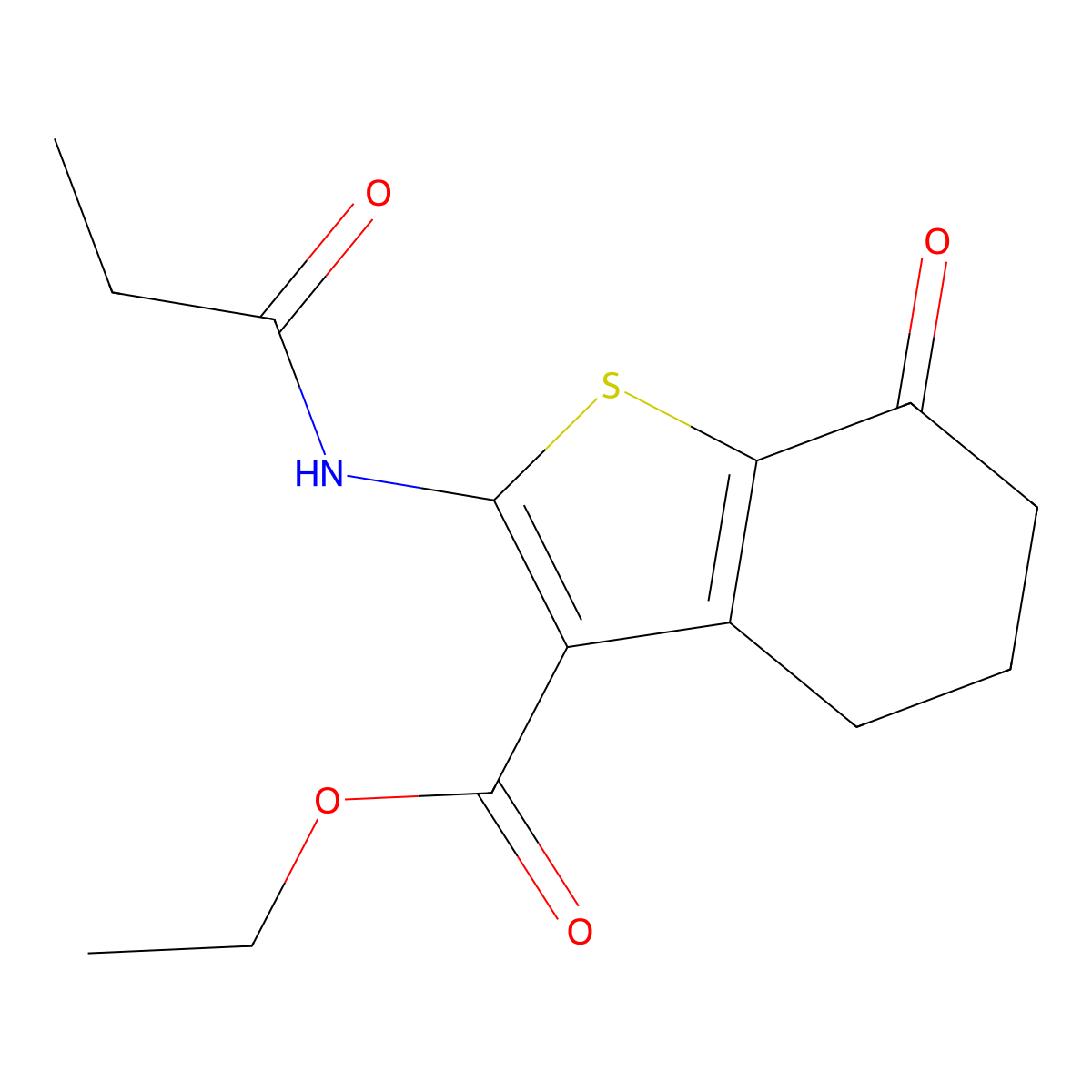 Ethyl 7-oxo-2-(propanoylamino)-4,5,6,7-tetrahydro-1-benzothiophene-3-carboxylate molecular structure, CAS 108940-06-3