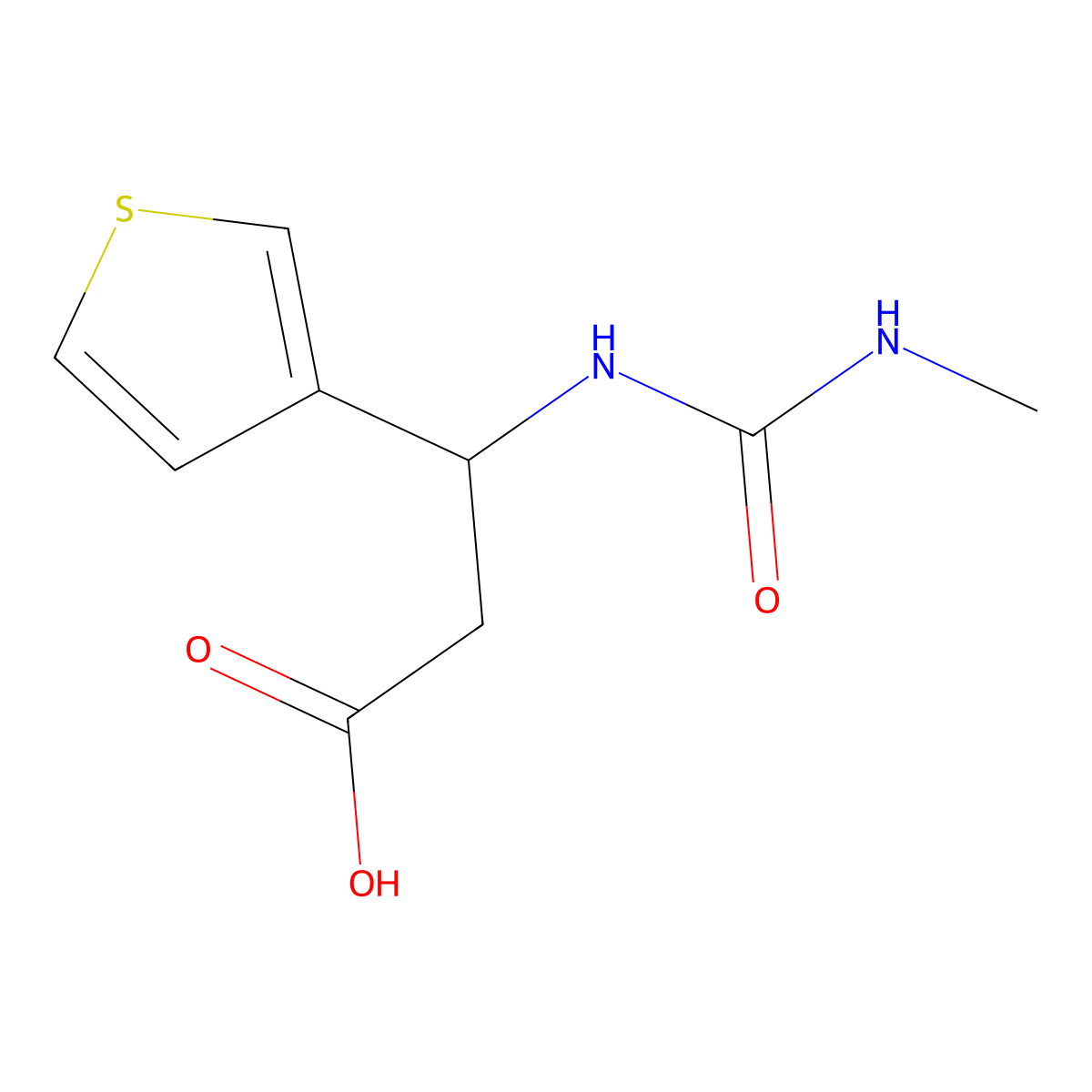 3-[(Methylcarbamoyl)amino]-3-(thiophen-3-yl)propanoic acid molecular structure, CAS 1089495-68-0