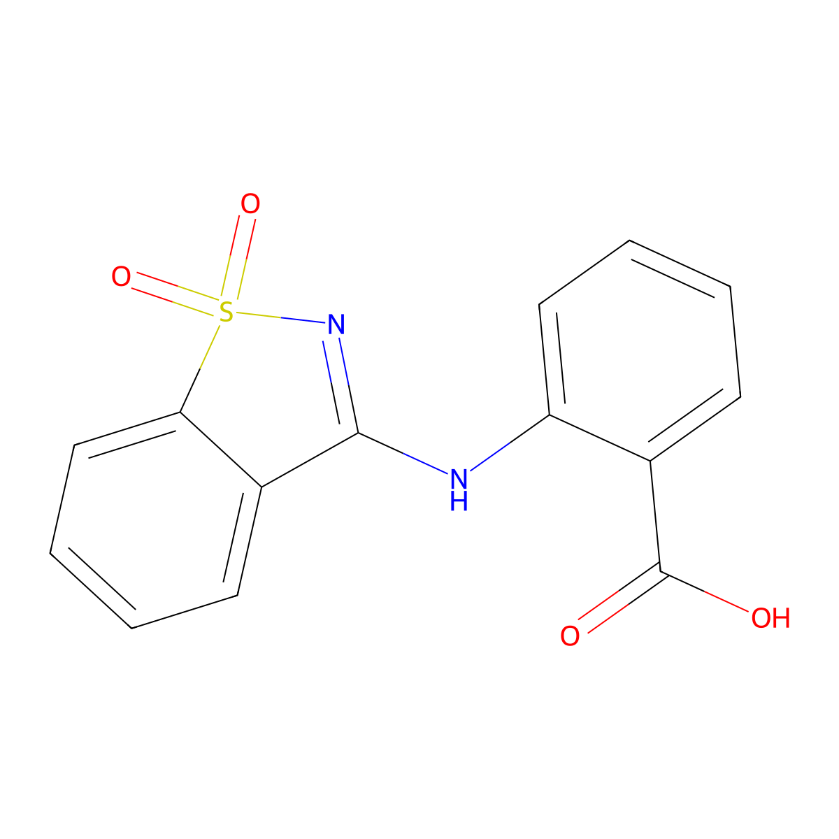 2-[(1,1-Dioxido-1,2-benzothiazol-3-yl)amino]benzoic acid molecular structure, CAS 108950-06-7