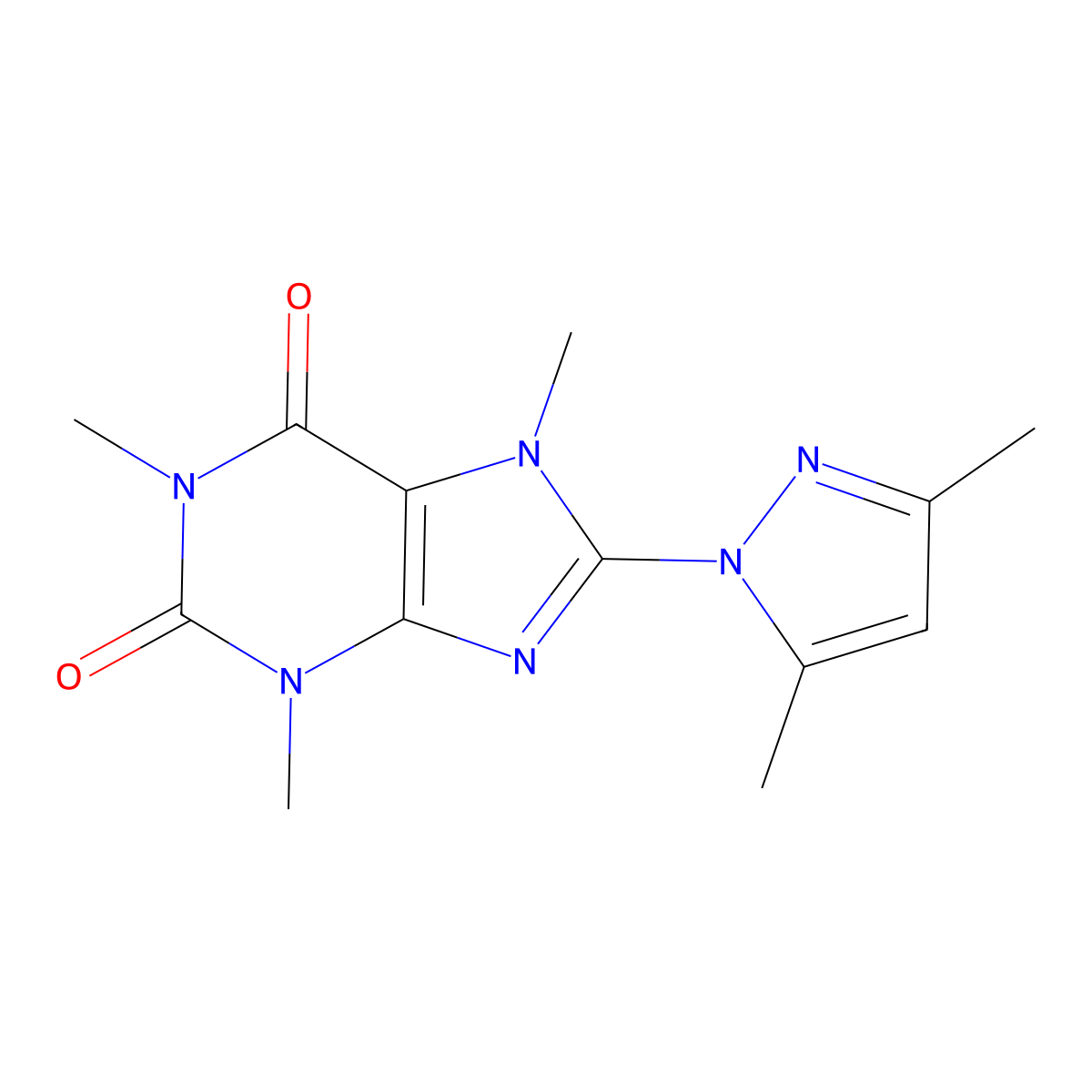8-(3,5-Dimethylpyrazol-1-yl)-1,3,7-trimethylpurine-2,6-dione molecular structure, CAS 108950-58-9