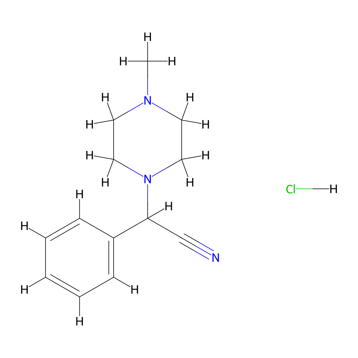 (4-Methyl-piperazin-1-yl)-phenyl-acetonitrile hydrochloride molecular structure, CAS 108953-41-9