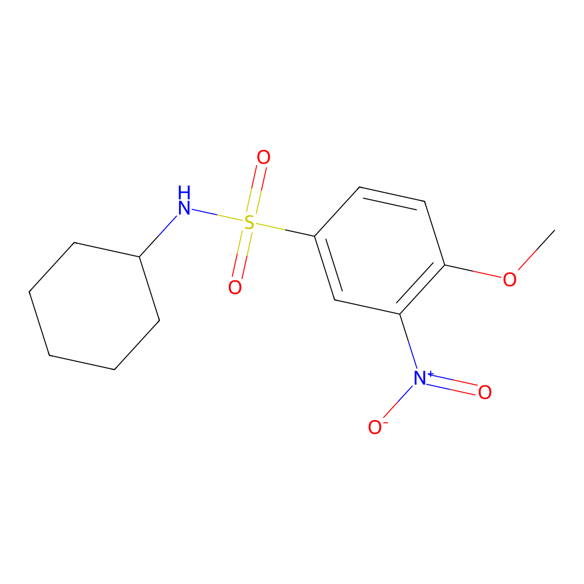 N-cyclohexyl-4-methoxy-3-nitrobenzene-1-sulfonamide molecular structure, CAS 1089544-64-8
