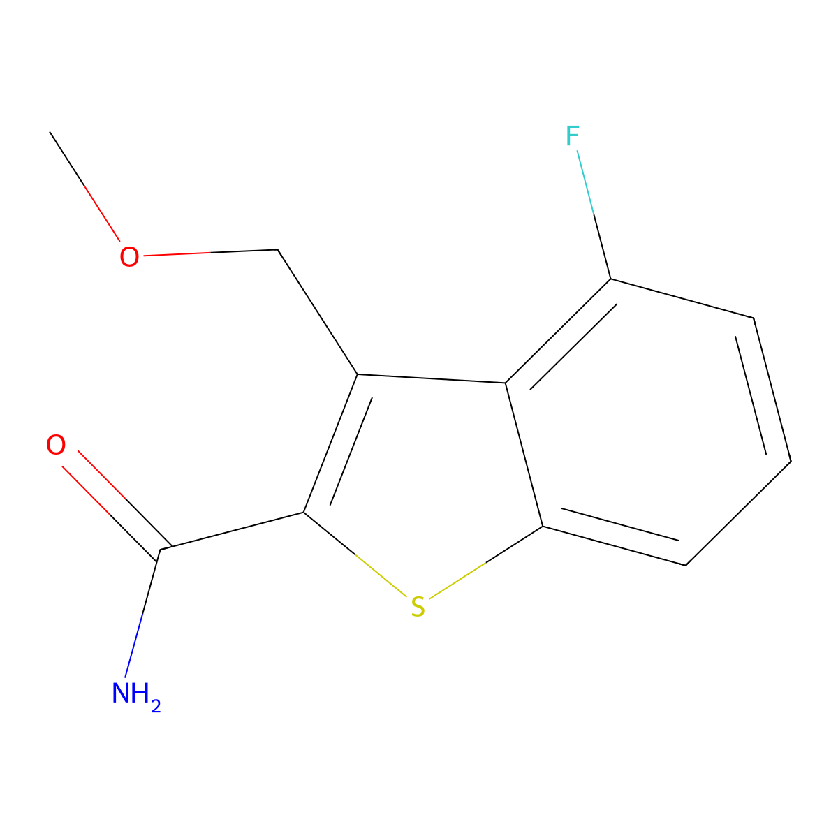 4-Fluoro-3-(methoxymethyl)-1-benzothiophene-2-carboxamide molecular structure, CAS 1089555-96-3