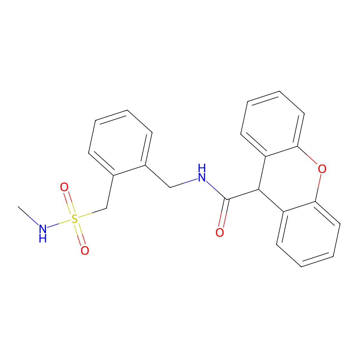 N-({2-[(methylsulfamoyl)methyl]phenyl}methyl)-9H-xanthene-9-carboxamide molecular structure, CAS 1089596-29-1