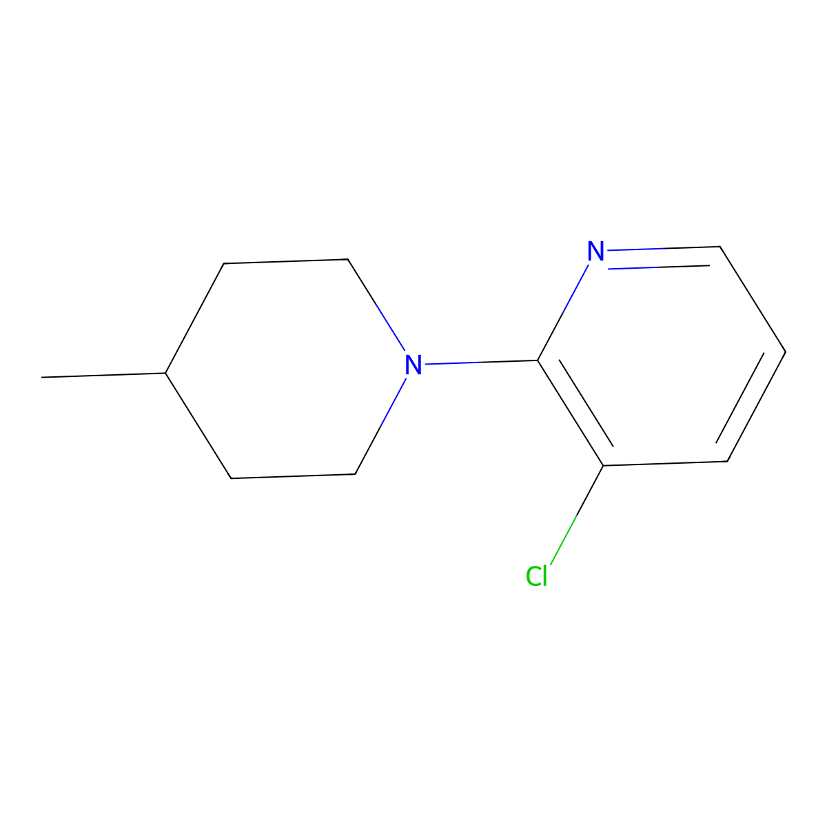 3-Chloro-2-(4-methylpiperidin-1-yl)pyridine molecular structure, CAS 1089610-42-3