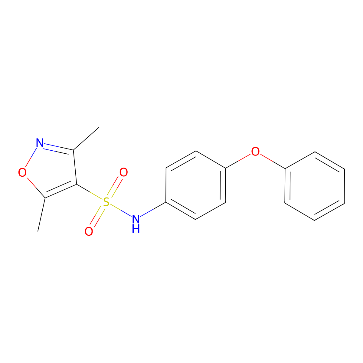 3,5-dimethyl-N-(4-phenoxyphenyl)-1,2-oxazole-4-sulfonamide molecular structure, CAS 1089622-11-6